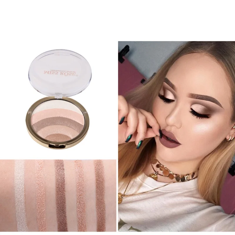 MISS ROSE Радужный хайлайтер бронзатор для лица Пудра Iluminador Glow Kit осветитель тени для век ремонт Румяна 10 цветов