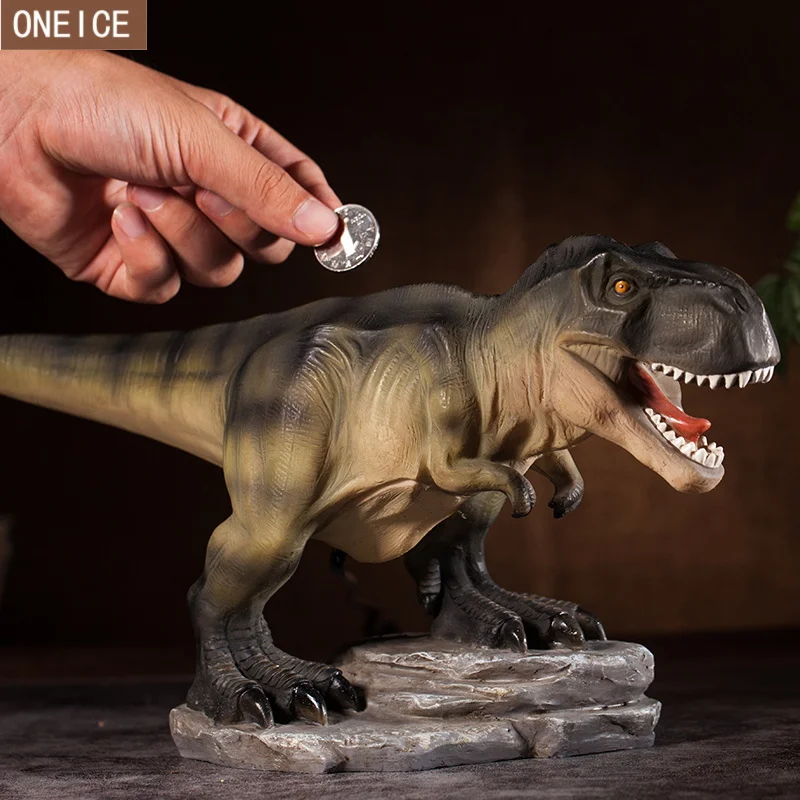 

Dinosaur piggy bank resin children's toy coin storage box large capacity animal Tyrannosaurus decoration gift money box