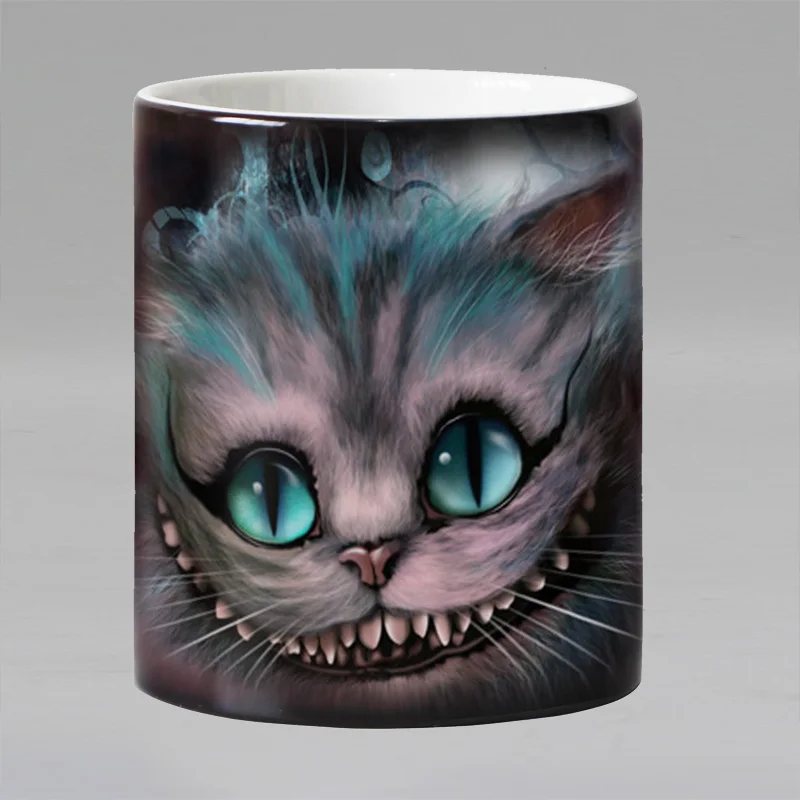 

Free shipping cartoon cat Heat sensitive Coffee mug cup Porcelain Magic Color changing Tea Cups christmas gift