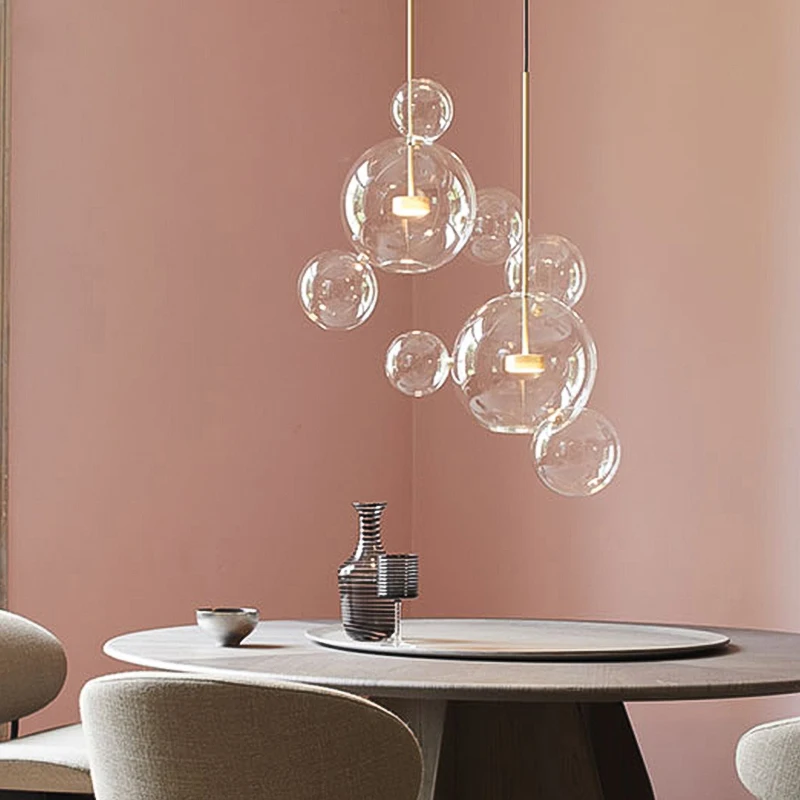 Modern Clear Glass Led Pendant Lamp Soap Bubble Ball Fixtures Indoor Lighting Lustre luminaria Hang - 32890910514