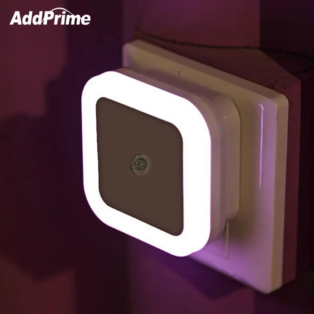 Light Sensor Control Night Light Mini EU US Plug Novelty Square Bedroom