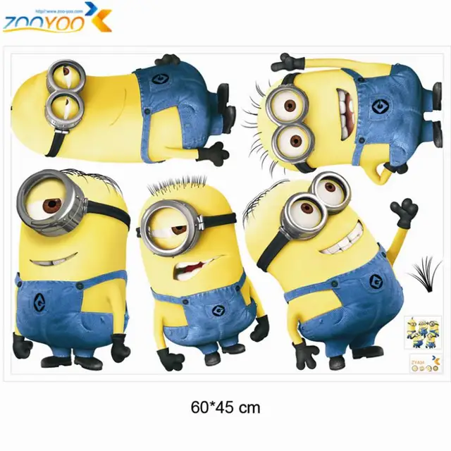 despicable me 2 minions wall stickers for kids rooms zooyoo1404 decorative wall art removable pvc cartoon wall decal - free shipping worldwide