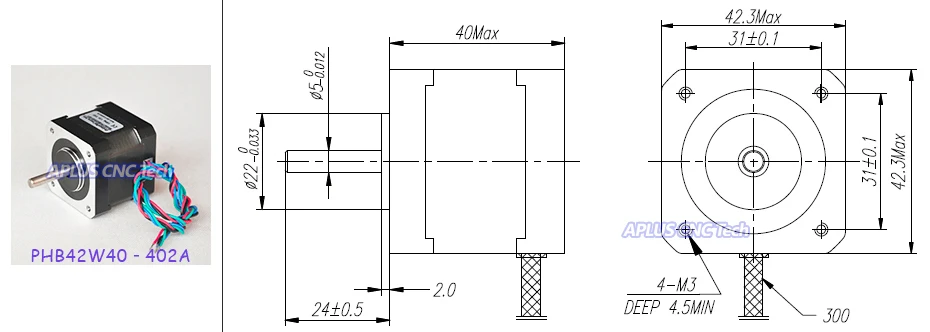 NEMA 17 0,9 шаговый двигатель(51.0oz-in/40 мм/1.7A)+ Драйвер шагового двигателя PSR4020