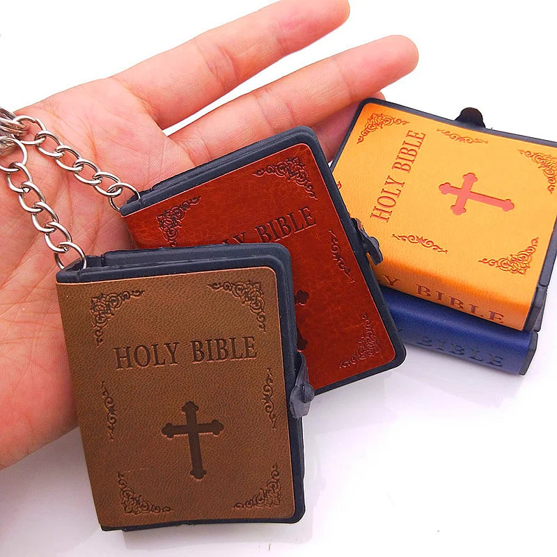 

Religious English and Spanish Version Jesus Holy Bible Key Chain Book Keychain Christian Jesus Keys Ring Gift Prayer God Bless