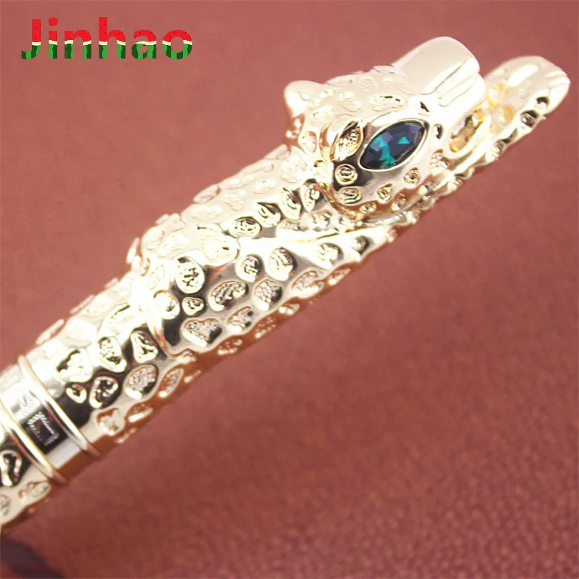 Новинка Jinhao Leopard Cheetah полностью Металлическая Золотая авторучка роскошный изысканный Расширенный подарочная ручка для бизнеса офиса