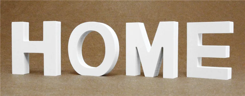 Diy Freestanding thick 15MM Wood Wooden Letters White Alphabet Wedding Birthday Party Home Decorations Personalised Name Design - Цвет: HOME