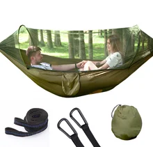 Fashion Creative Mosquito Net Hammock Outdoor Single Double Nylon Parachute Cloth Camping Mosquito Hammock Simple Hammock Q354