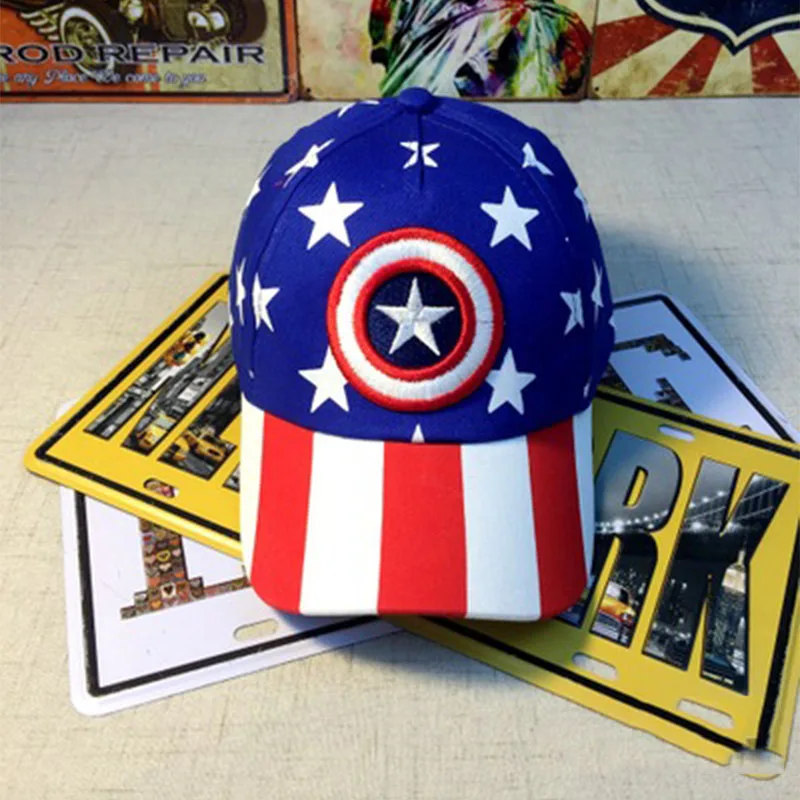 Регулируемая бейсбольная кепка «Мститель» для девочек, кепка «Капитан Америка» для косплея, плоская кепка в стиле хип-хоп, шляпа от солнца для путешествий