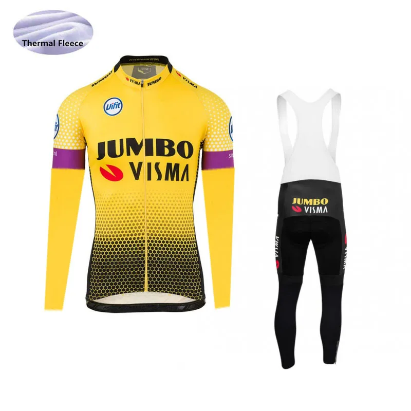 

SPTGRVO Lairschda jumbo visma Winter Cycling JerseySet Thermal Fleece Long Sleeve Bike Clothes Pro Bicycle Wear Mtb Clothing Kit