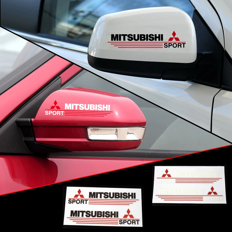2 X Reflective Car Rearview Mirror Sticker and Decal for mitsubishi