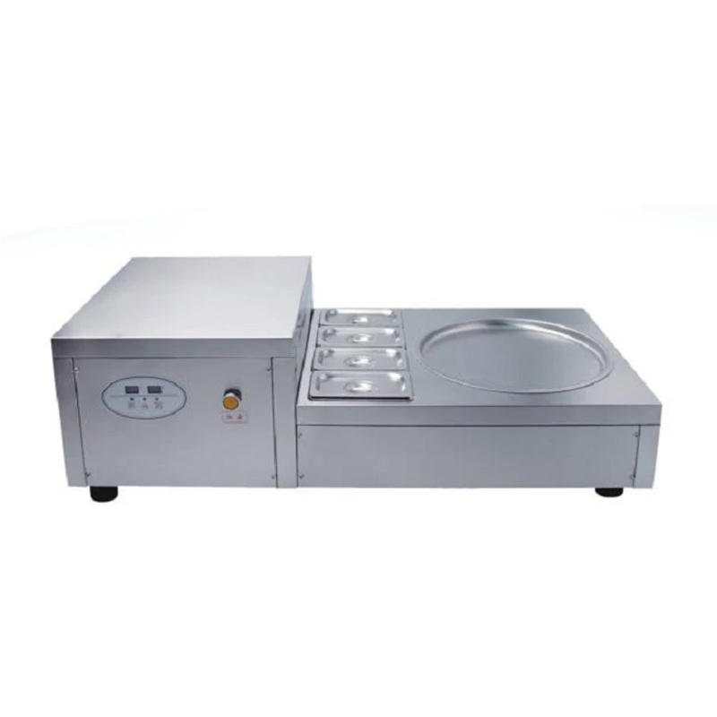 

worktable type single round pan with 4 cooling tanks fried ice cream machine fry ice cream roll machine for sale