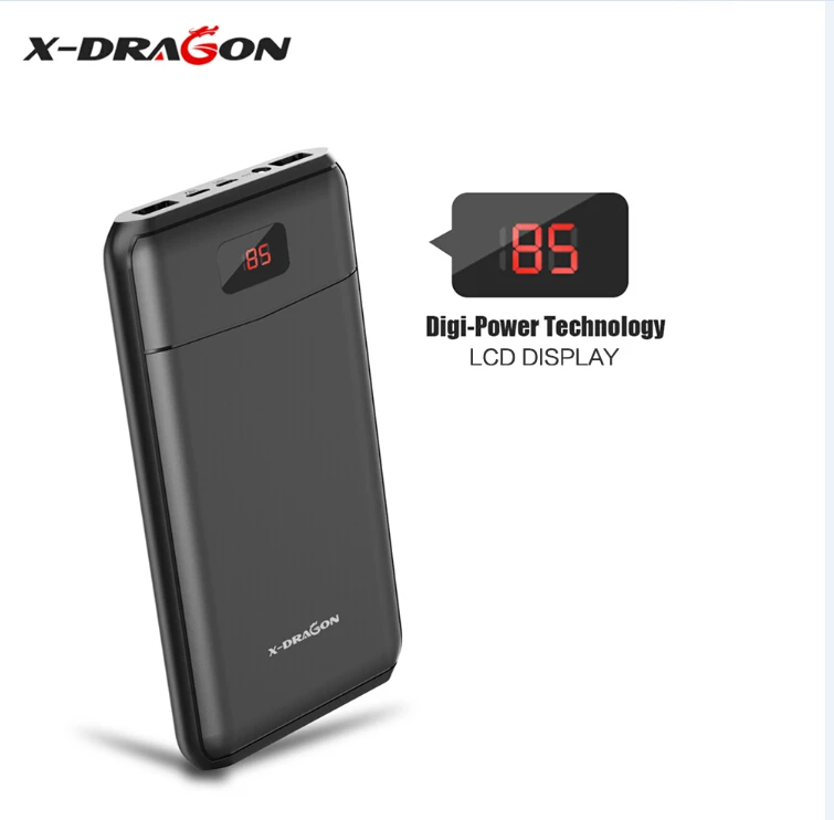 X-DRAGON Мощность внешний аккумулятор запасного телефона с двумя USB выходами Батарея 13000 мА/ч, Мощность Дополнительный внешний аккумулятор с светодиодный свет ЖК-дисплей Дисплей для Apple смартфонов на базе Android - Цвет: Черный