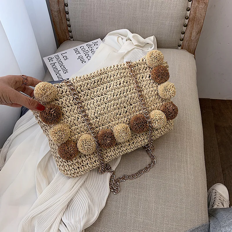 

Female Straw Beach Bag Crossbody Bags For Women 2019 Summer Wicker Designer Handbags Ladies Rattan Shoulder Messenger Bag Sac
