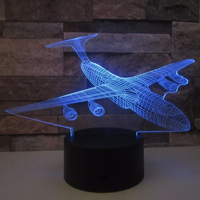 Aircraft 3D Night Light LED Remote Touch Airplane Table Lamp Fighter 3D