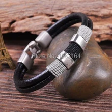 G37 серебряная застежка Surfer 4 мм кожи конопли Мужская Браслет наручная повязка наручник серого цвета