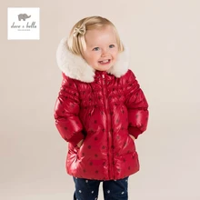 DB4083 dave bella bébé filles mignon bébé rouge dot à capuche rembourré manteau survêtement doudoune