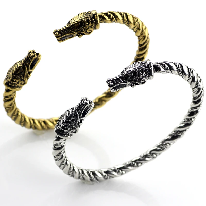 15 панк стиль Викинги Волк браслет викинга унисекс титановый серебряный и золотой дракон стальные полосы браслеты и браслеты