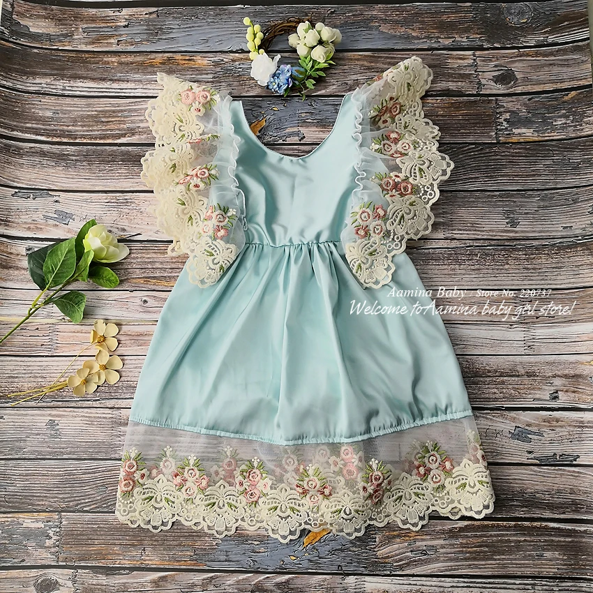 

Retail Spanish Style Kids Clothes Princess Baby Girls Dresses Summer Wedding Party Kids Dress For Girls baby girl clothes 273239