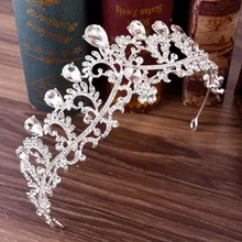 Luxury Crystal Rhinestones Royal Princess Bridal Tiaras Crown Rhinestone Pageant Crowns Bride Headbands Wedding Hair Accessories big rhinestone crown and tiaras princess large headbands wedding bridal pageant prom tiara bride wedding hair accessories