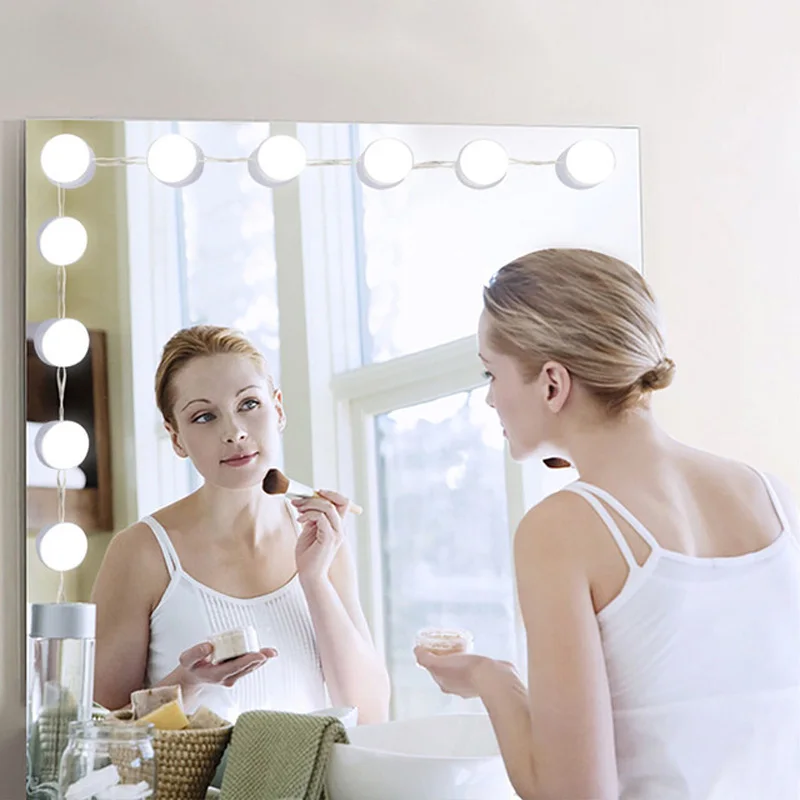  10Pcs Bulbs LED Makeup Comestic Mirror Light Kit with Dimmable USB Dressing table decoration beauti