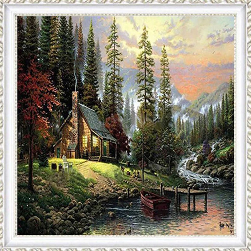 

Diamond Mosaic Sale House Forest 5D DIY Diamond Painting Full Square Landscape Cross Stitch Rhinestones Embroidery Decor