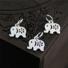 Real 925 Sterling Silver DIY Jewelry Accessories Elephant Pendant Charm Suit Handmade Earrings Bracelet Pendant Necklace a suit of stylish women s turquoise elephant necklace and earrings