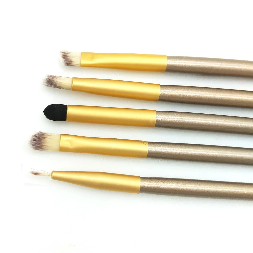 HAICAR 5Pcs Champagne Gold Cosmetic Brush Set Makeup Tool Kit Eye Shadow Foundation Powder Contour Eye Make up Wooden Brushes HAICAR 5Pcs Champagne Gold Cosmetic Brush Set Makeup Tool Kit Eye Shadow Foundation Powder Contour Eye Make up Wooden Brushes