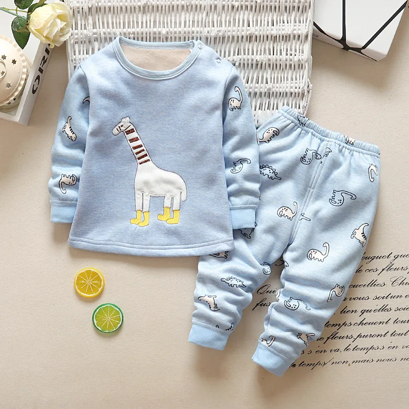 

BibiCola girls sleepwear sets autumn winter children cotton velvet 2pcs pajamas suits for girls kids warm homewear clothing