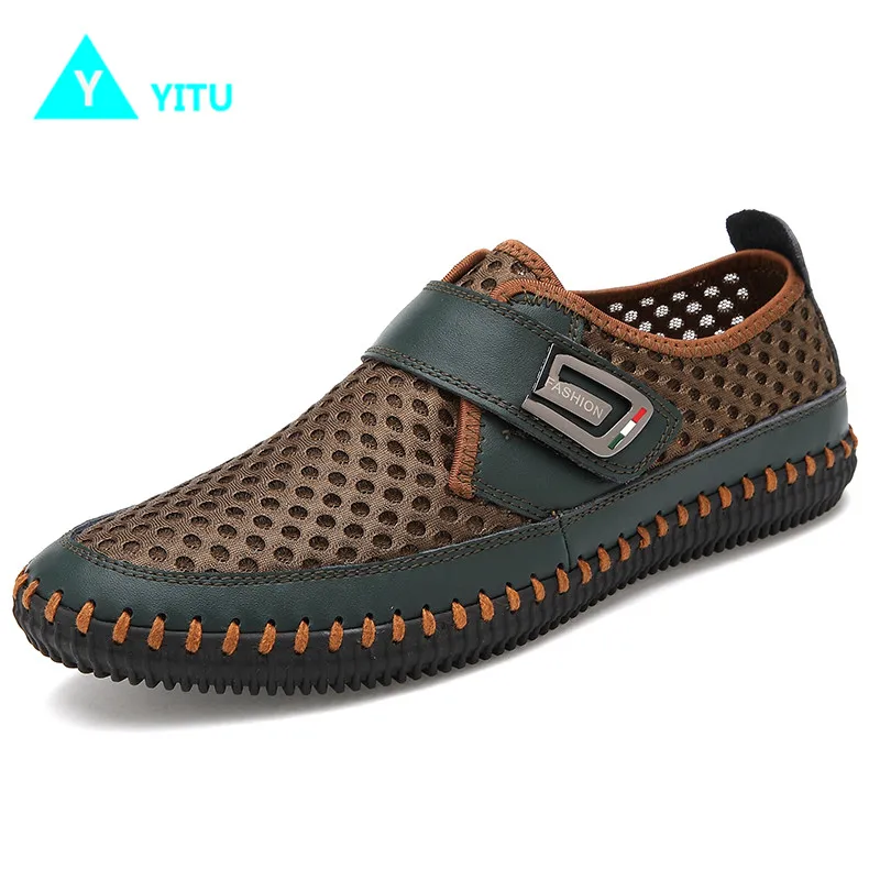 YITU/мужские летние кроссовки; большие размеры; дышащая сетчатая спортивная обувь; мужские треккинговые Нескользящие удобные кроссовки; Zapatillas