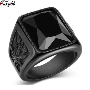 

Men Hip Hop Ring 316L Stainless Steel Black/Red Crystal Stone Rings Rock Gothic Fashion Male Boho Jewelry US SIZE 7-13