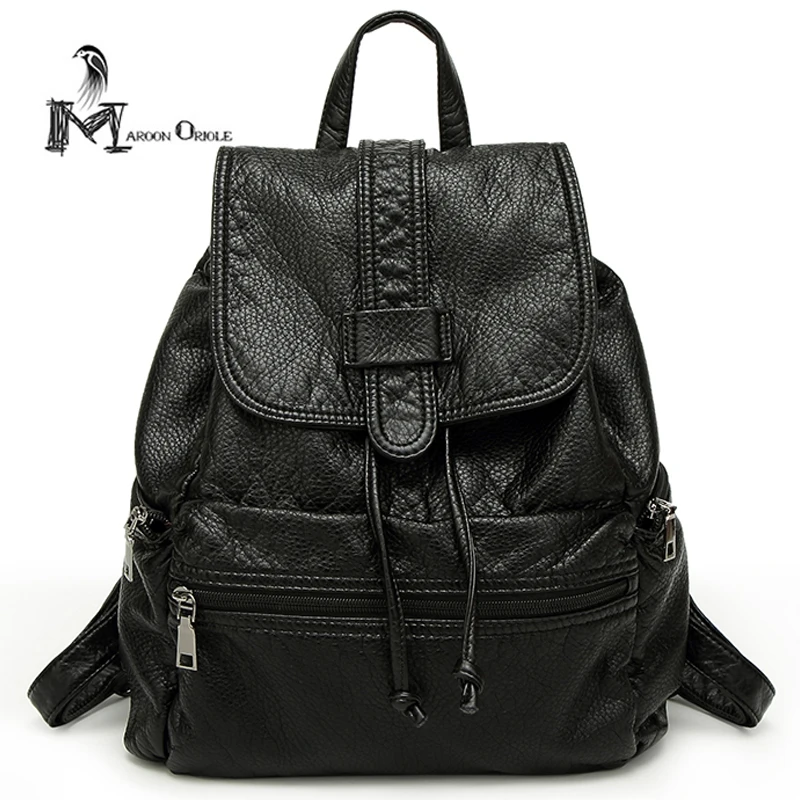 Simple softback women daily travel backpack classic leather backpack drape leather shoulder fashion European andn American