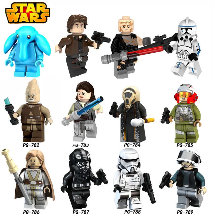 

Star Spcae Wars Series Luke Yoda Darth Revan Vader Dooku StarWars Last Jedi Force leia Rey Building Blocks Bricks Figures Toys
