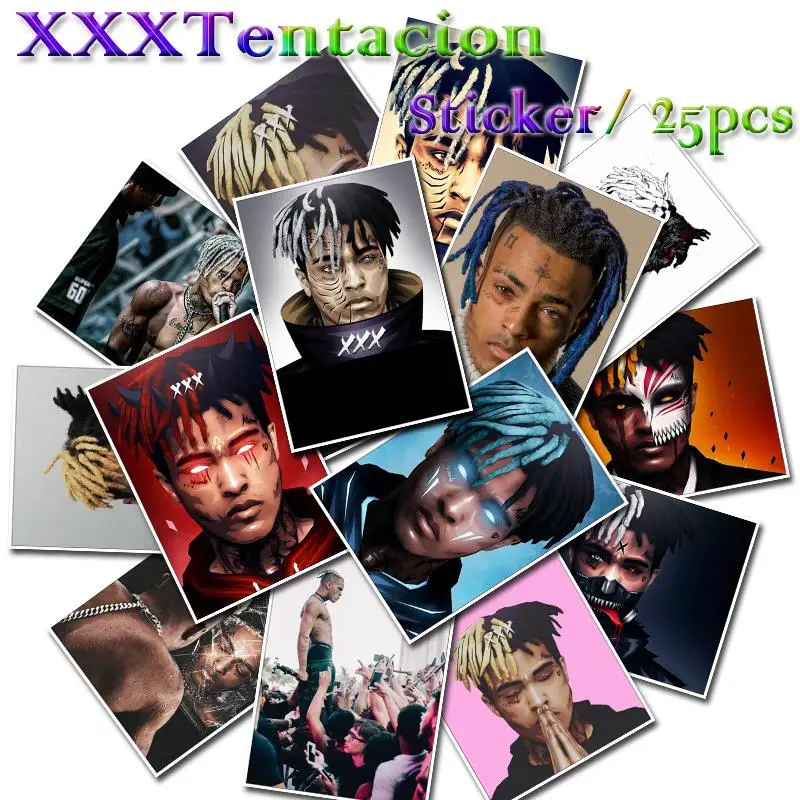 25 шт. американский рэппер Xxxtentacion Плакат Наклейка на чемодан для скейтборда ноутбук ПВХ водонепроницаемая игрушка Граффити стикер