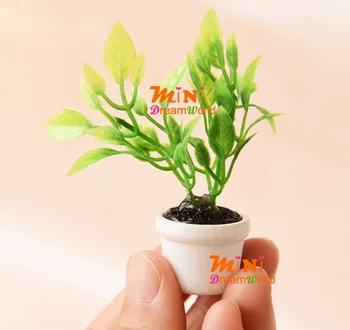 

MINI Doll house Mini furniture model white pots green plants potted new ~