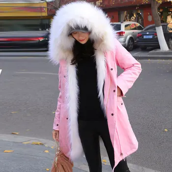 

2020 New Winter Women Jacket Hooded Faux Fox Fur coat Hooded Long Coats Detachable Raccoon Fur Liner Warm Jacket Parka Women 625