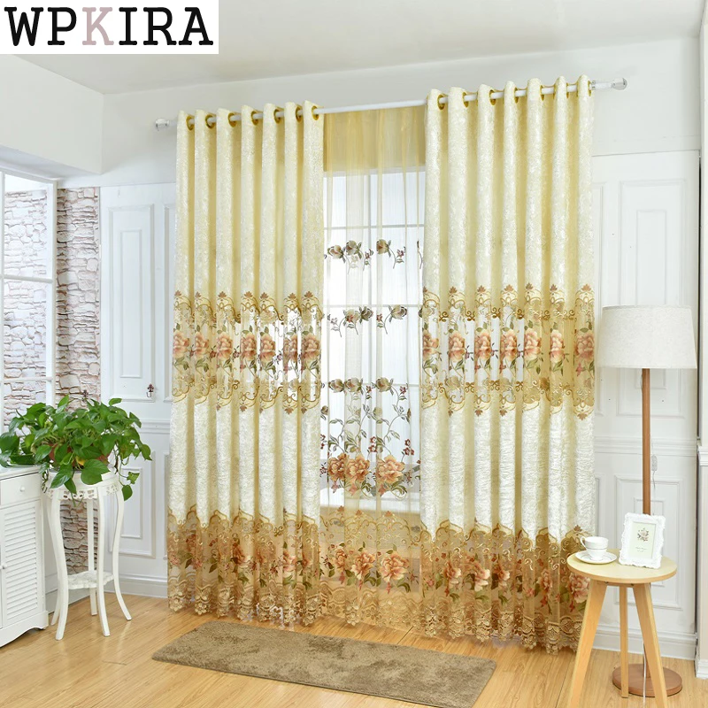 Fancy Living Room Curtains Promotion-Shop For Promotional Fancy Hollow Embroidery Curtain Cloth Tulle Luxury Villa Curtains for Living Room Fancy High-End Window Drapes Cortinas Rideaux 321&20 - Fancy Living Room Curtains Promotion-Shop For Promotional Fancy