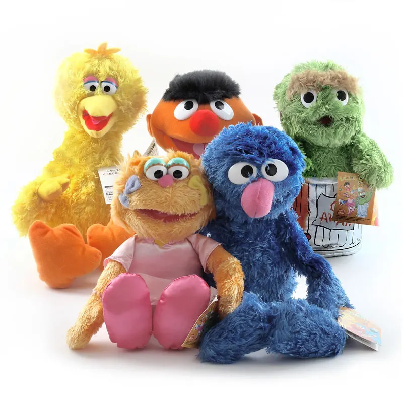 Skup 8 stylów 27 40cm Cartoon Anime ulica sezamkowa Elmo Oscar Cookie Grover Zoe Ernie duży ptak wypchane pluszowe zabawki lalka na prezent dla dziecka