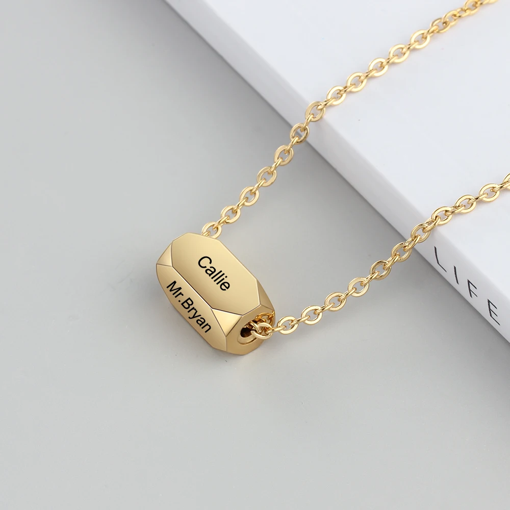 Personalised Gift 3 Color Engraved Name Necklace Strip Pendant Fashion Stainless Steel Necklaces & Pendants (JewelOra NE103090)
