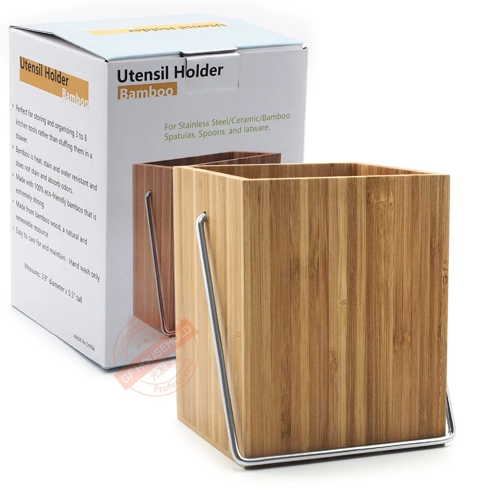 

Kitchen Utensil set holder Shelf Storage Containers Food Storage Square Bamboo Kitchenware Tube Chopsticks Office Box Container