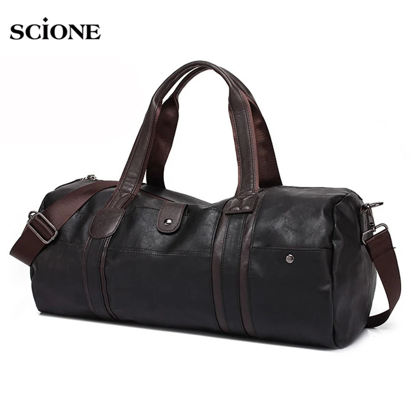 Buy Men's PU Leather Gym Fitness Outdoor Sports Bag