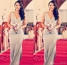 Hot Sale V-Neck Long Chiffon Bridesmaid Dresses 2016 Cheap Chiffon Bridesmaid Gowns Party Prom Dress Vestido De Festa C61