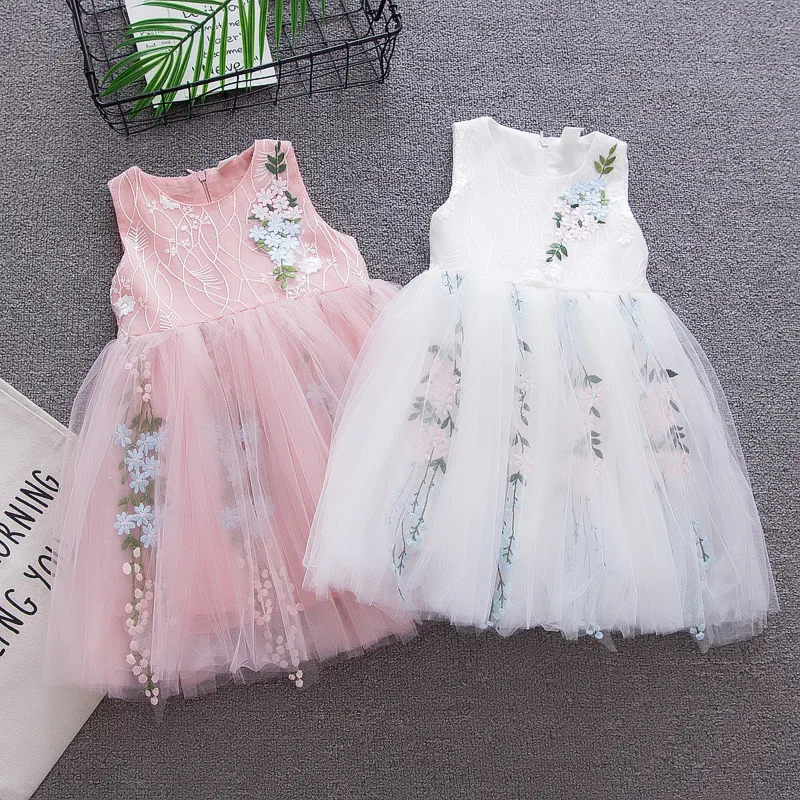 

BibiaCola girls dress summer children mesh princess flowers dress summer tutu dress for girls kids girl clothes baby costume