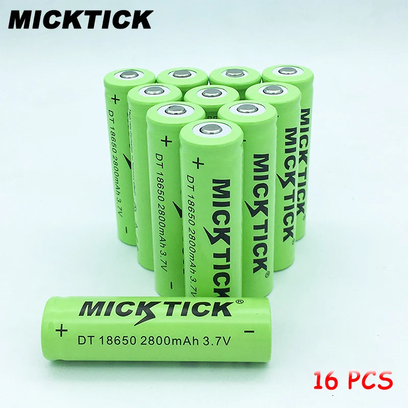 16 шт. 18650 (не AA) 3 7 В 2800 мАч батарея литий-ионная аккумуляторная большая емкость