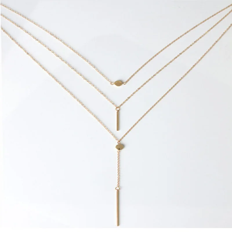 Очаровательные длинные кисточки несколько слоев геометрические точки бар кулон ожерелье для женщин модные ювелирные изделия Богемия Ожерелье Bijoux подарок