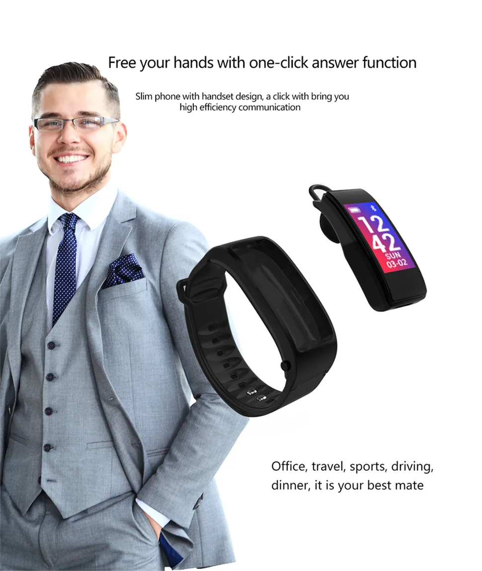 YKSO Pedometer Smart Bracelet with Bluetooth Earphone Fitness bracelet iY3 Plus Talk Band Heart Rate Monitor Smart Bracelet     (4)