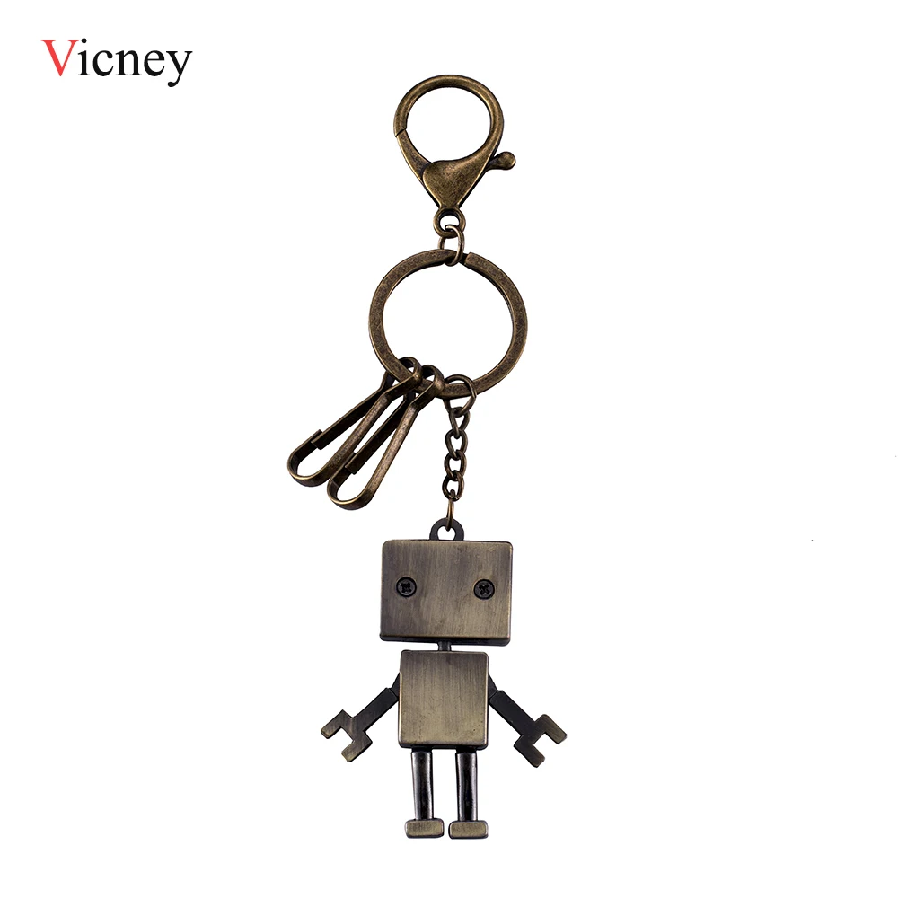 

Vintage Robot Pendant key chain Punk Style Fe Alloy Key Chain Bronze Plated Fashion Key ring Jewelry For Christmas Gift