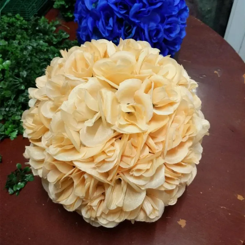 50 см диаметр элегантный цветок розы шар искусственный букет свадебные целующиеся мяч украшения белый красный фиолетовый розовый желтый - Цвет: champagne