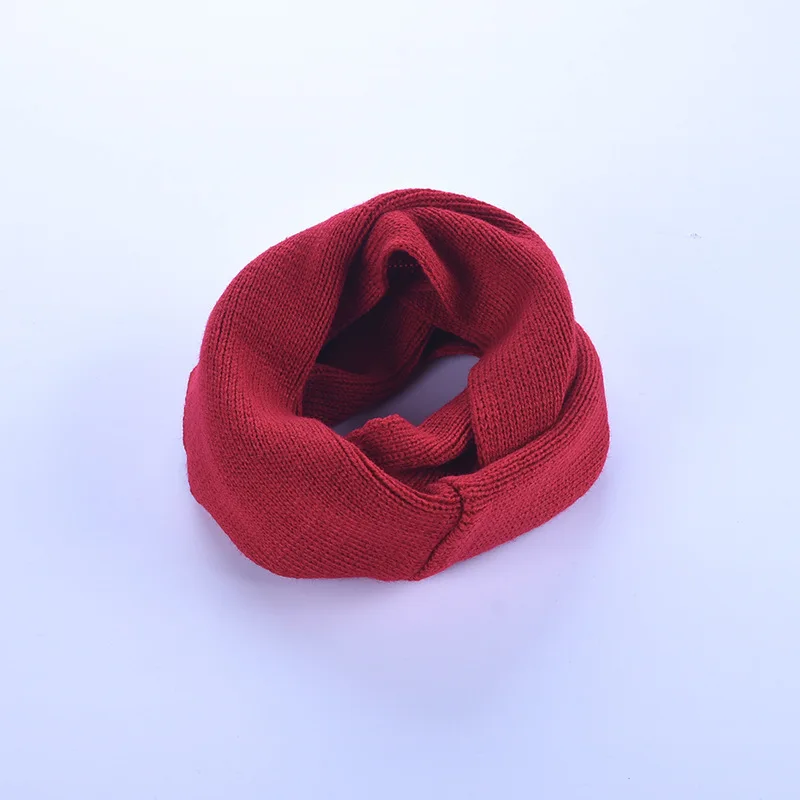 Wine red VISROVER/вязаный шарф-снуд для девочек и мальчиков, детский снуд с кольцом и бахромой, шарфы с петлей на шее, теплые шарфы, шейный платок - Цвет: Wine red
