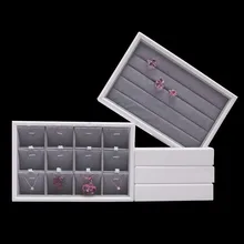 Показ драгоценностей лоток кольцо, выставочный лоток для подвесок ювелирные изделия Плоский Поднос твердой древесины велюр витрина для украшений