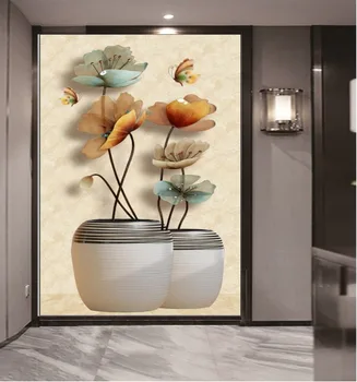 

Custom Any Size 3d Wallpaper Jewelry Flower Vase Butterfly Porch Indoor Porch Background Wall Decoration Mural Wallpaper